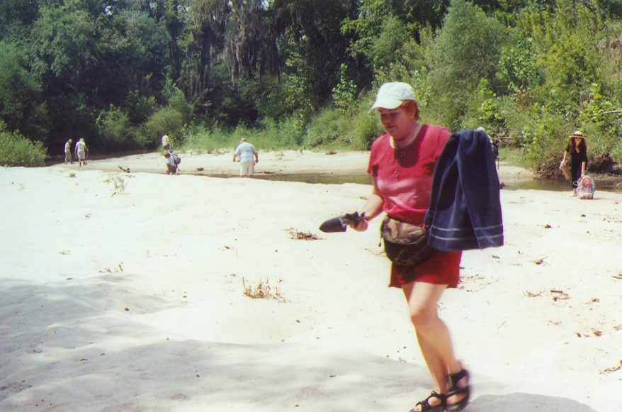 collecting fossils in the creek