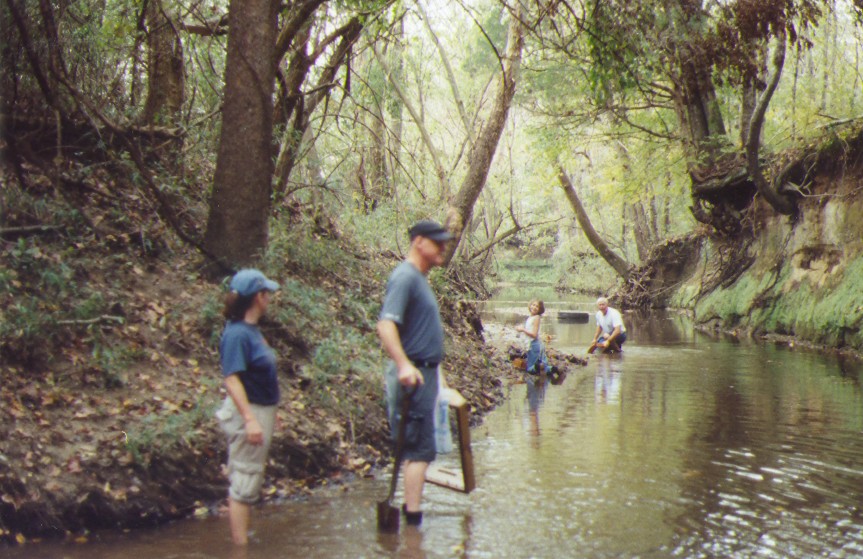 hunting fossils in creek