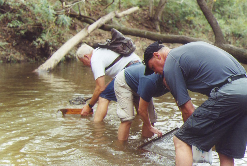 hunting fossils in creek