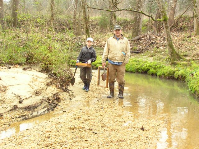 hunting shark teeth in creek