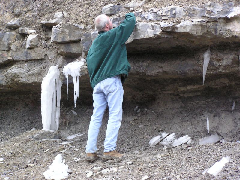 Ramsey hunting fossils on ledges