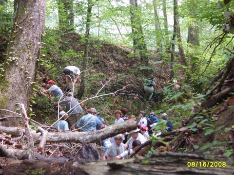 climbing out of creek